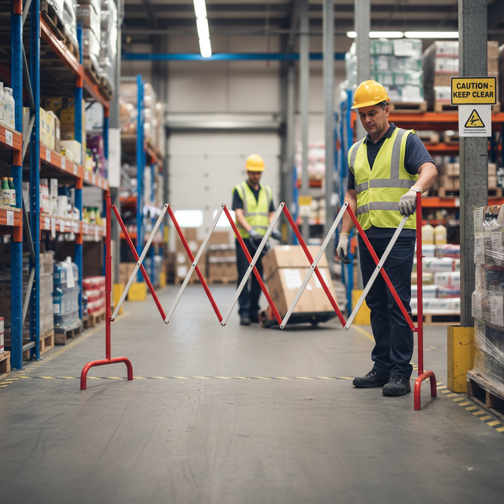 Professional Steel Extending Safety Barrier with Lightweight Concertina Design, 1m Tall, Expands from 30cm... | britanniasafety.uk