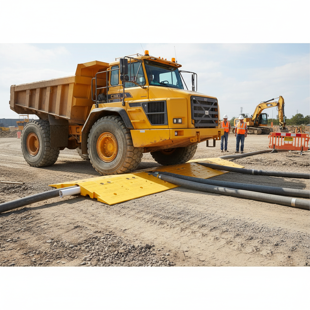 Heavy Duty Bypass Hose Ramp with 44T Capacity for Large Diameter Hoses and Cables - Anti-Slip, Interlocking Design