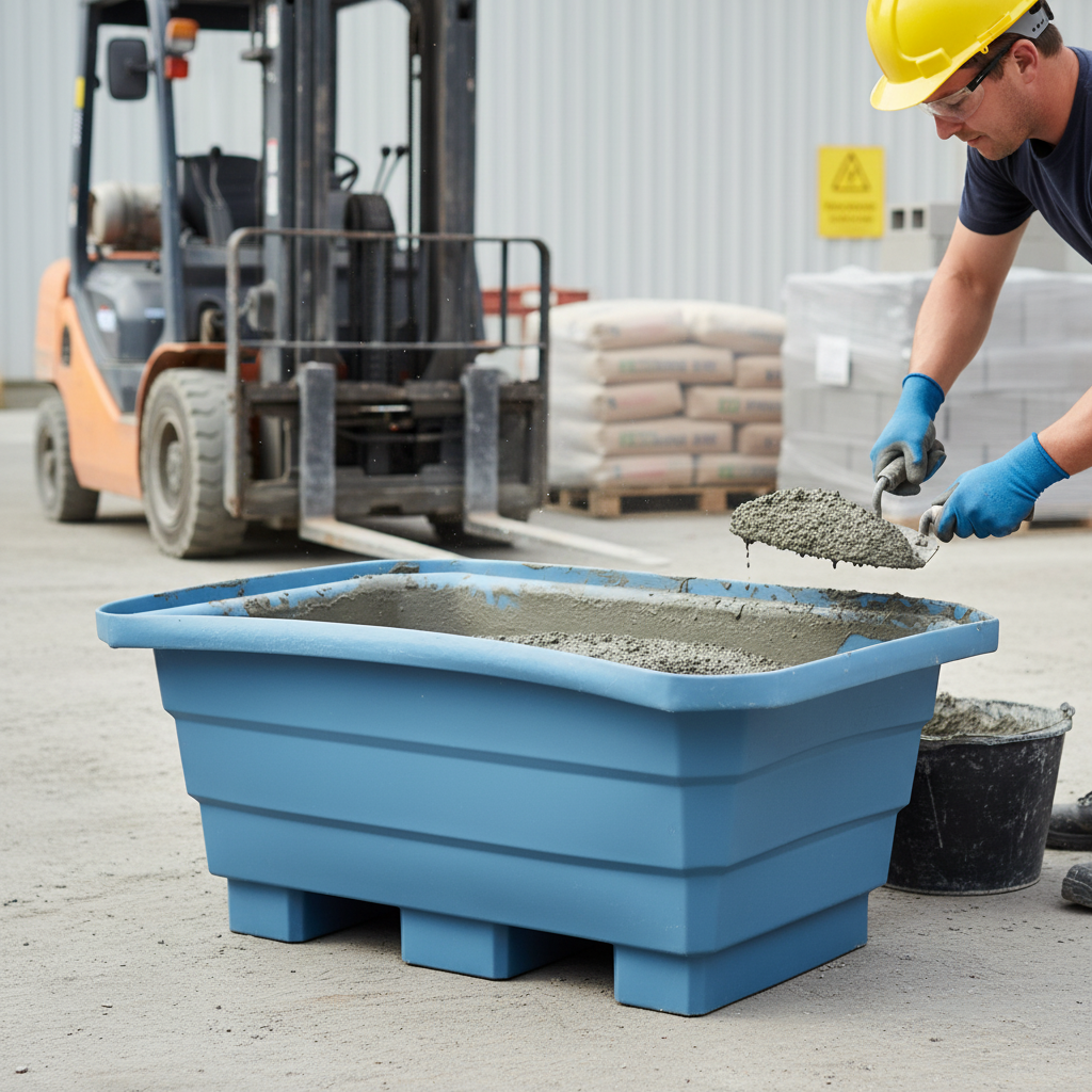 Heavy Duty 300L Ribbed Forklift Mortar Tub with Durable MDPE Construction for Efficient Material Transport