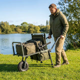 Fishing barrow with steel frame and army green colour