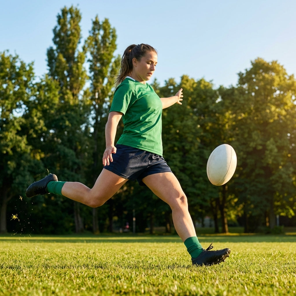 Rugby ball designed for match play, available in various sizes