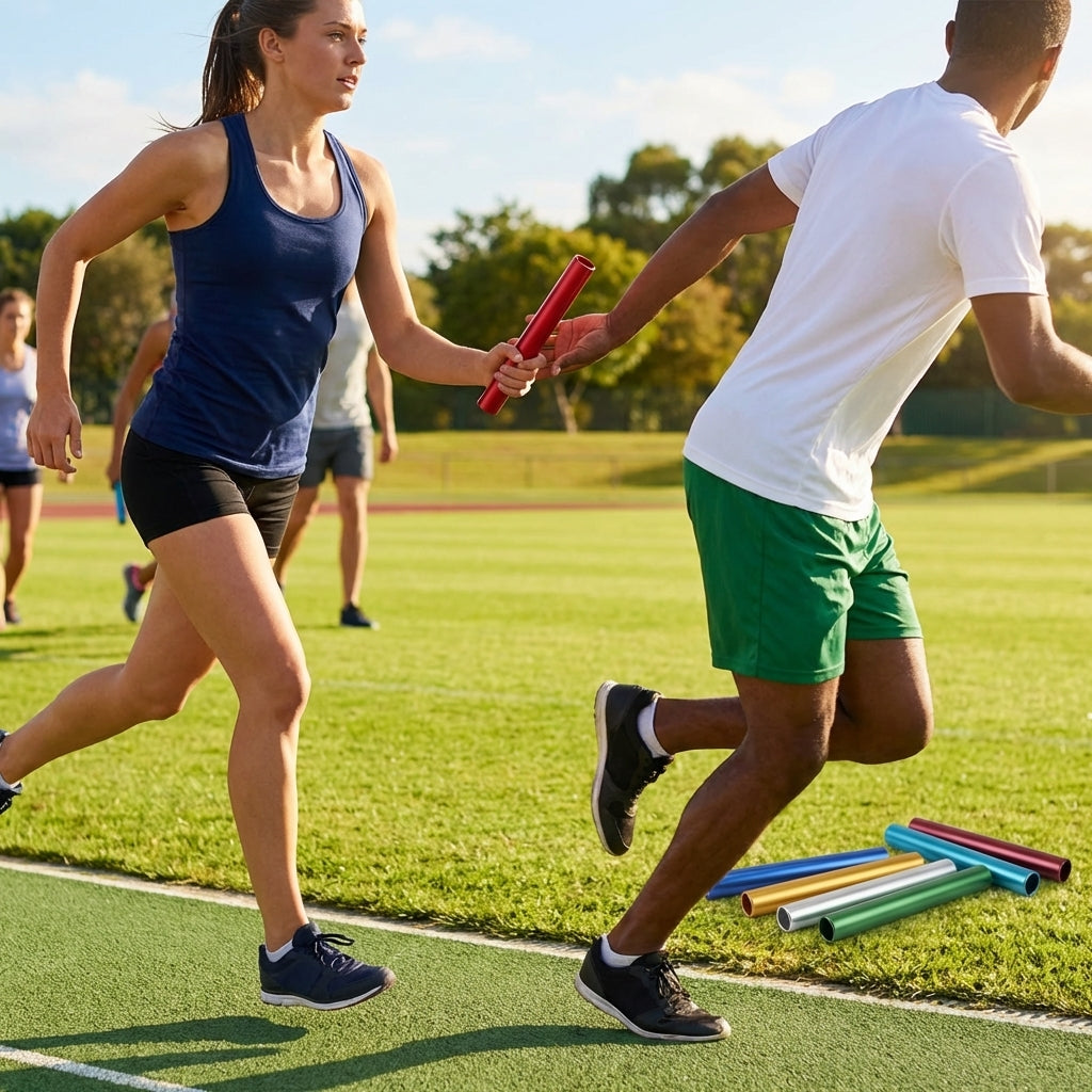 Aluminium relay batons in assorted colours for athletics