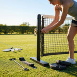 Pickleball posts with base plates in blue, black, and green for club use - product detail
