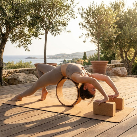Eco-Friendly Cork Yoga Bundle with Mat, Wheel, and Blocks - product detail