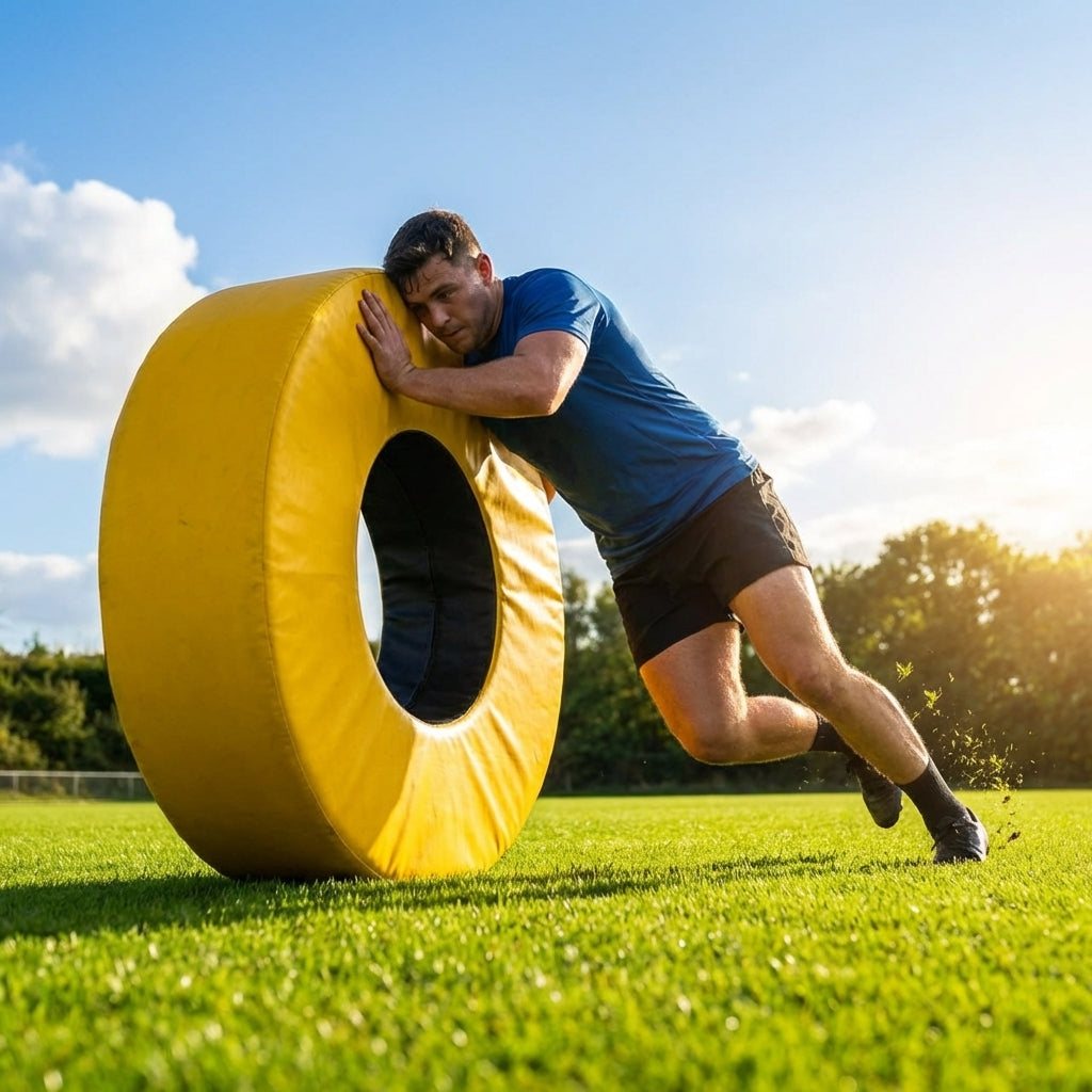 Yellow Aussie Rules Tackle Tube for dynamic football training - product detail