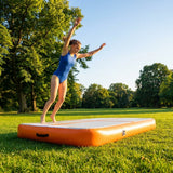 Inflatable Gymnastics Block in orange, grey, and black - product detail