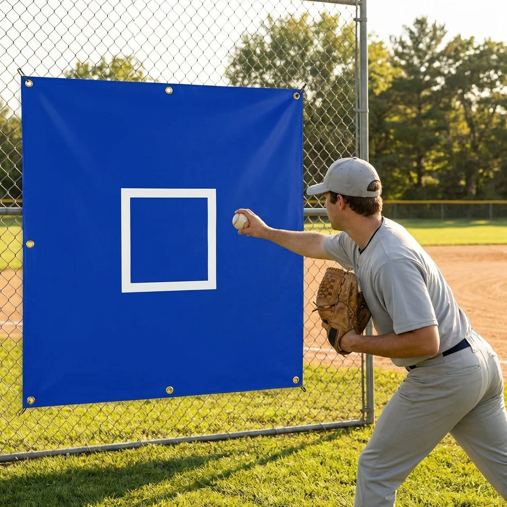 Baseball Vinyl Net Saver with target zone for pitching practice