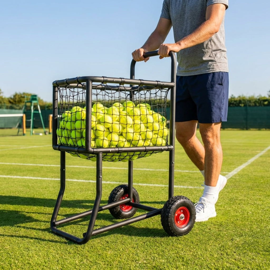 Steel tennis ball carry cart with 300 ball capacity