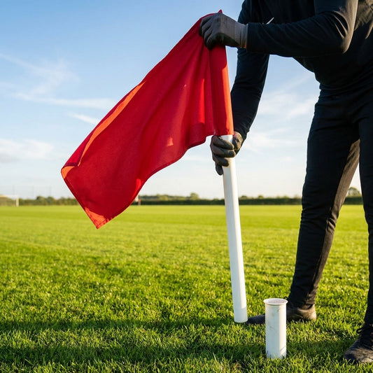 Corner flag poles with ground sleeves for sports pitches - product detail