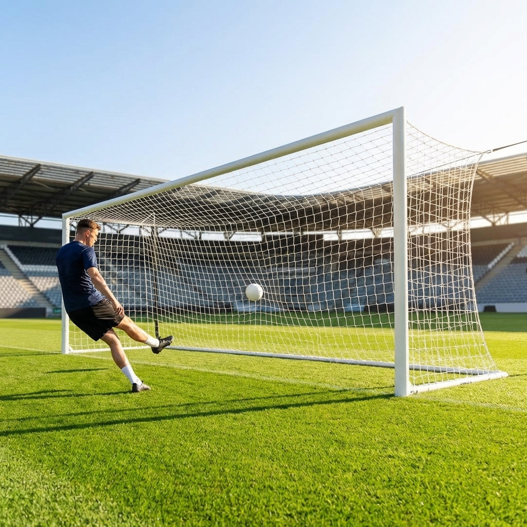 Stadium football goal with aluminium frame and durable netting