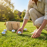 French Boules Set with Chrome-Plated Iron Boules and Cork Jack