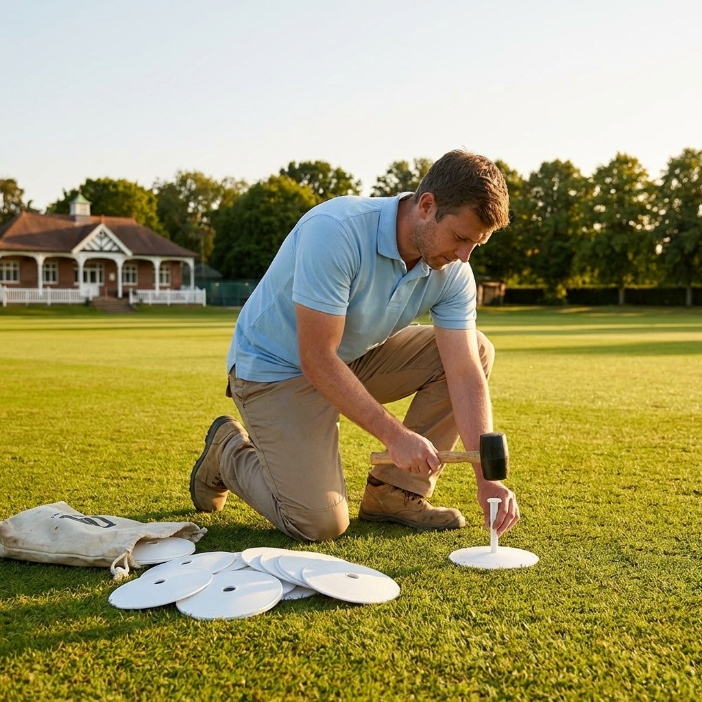 6-inch cricket fielding discs in white for precise field marking