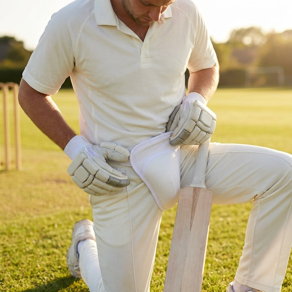 Cricket abdominal guard for junior, youth, and adult players