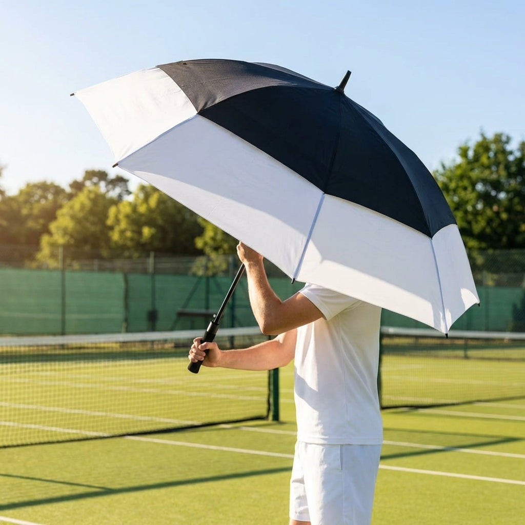 150cm black tennis umbrella with fibreglass frame and EVA handle