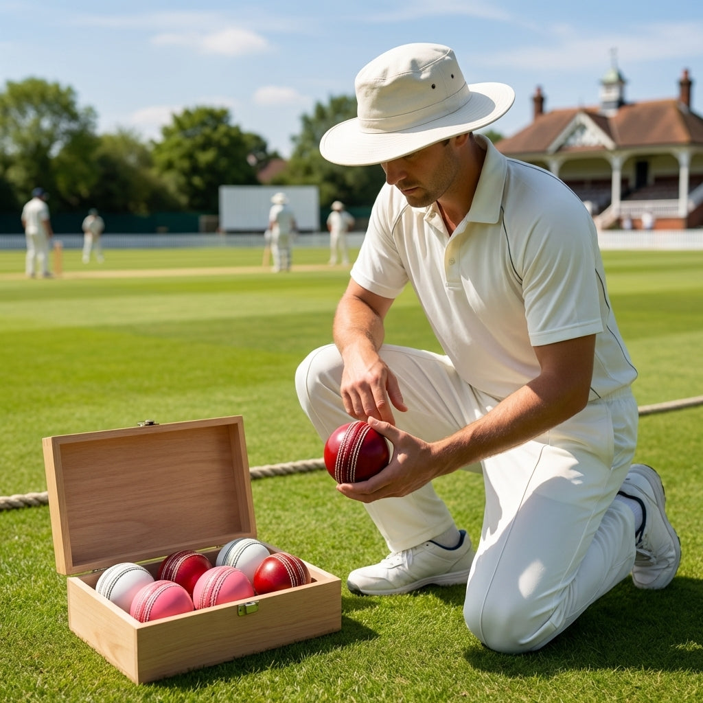 Cricket Balls made from cow-hide leather and Portuguese cork for professional matches