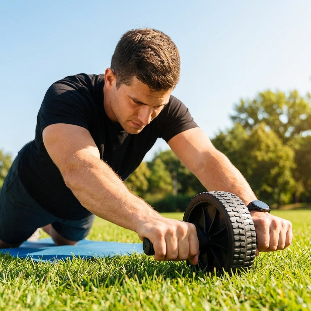 Ab exercise wheel with EVA foam handles and rubber wheel - product detail