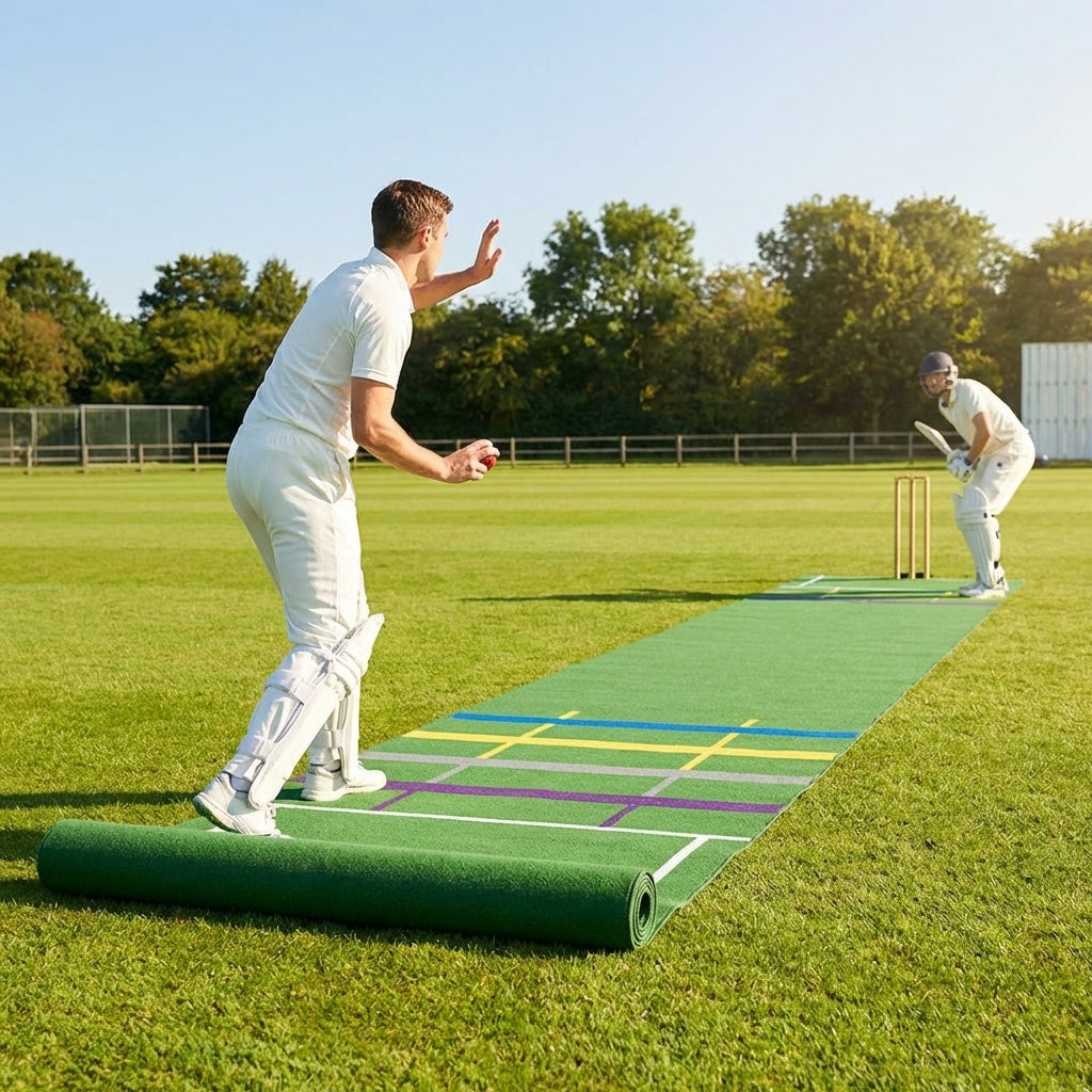 Cricket matting with coloured zones, ideal for training