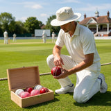 Cricket Balls made from cow-hide leather and Portuguese cork for professional matches