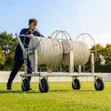 Steel Boundary Rope Trolley with galvanised frame and swivel wheels - product detail