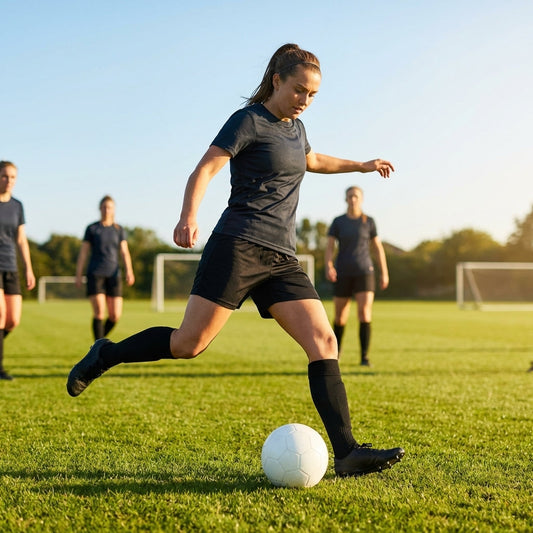 Black football shorts made from polyester for match and training use