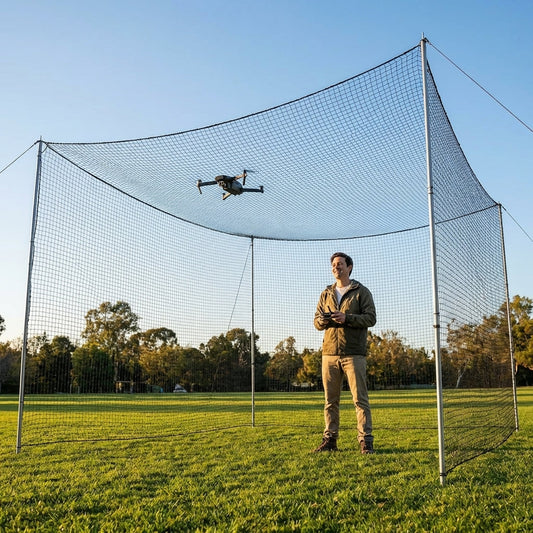 Drone netting in standard size black for indoor and outdoor use