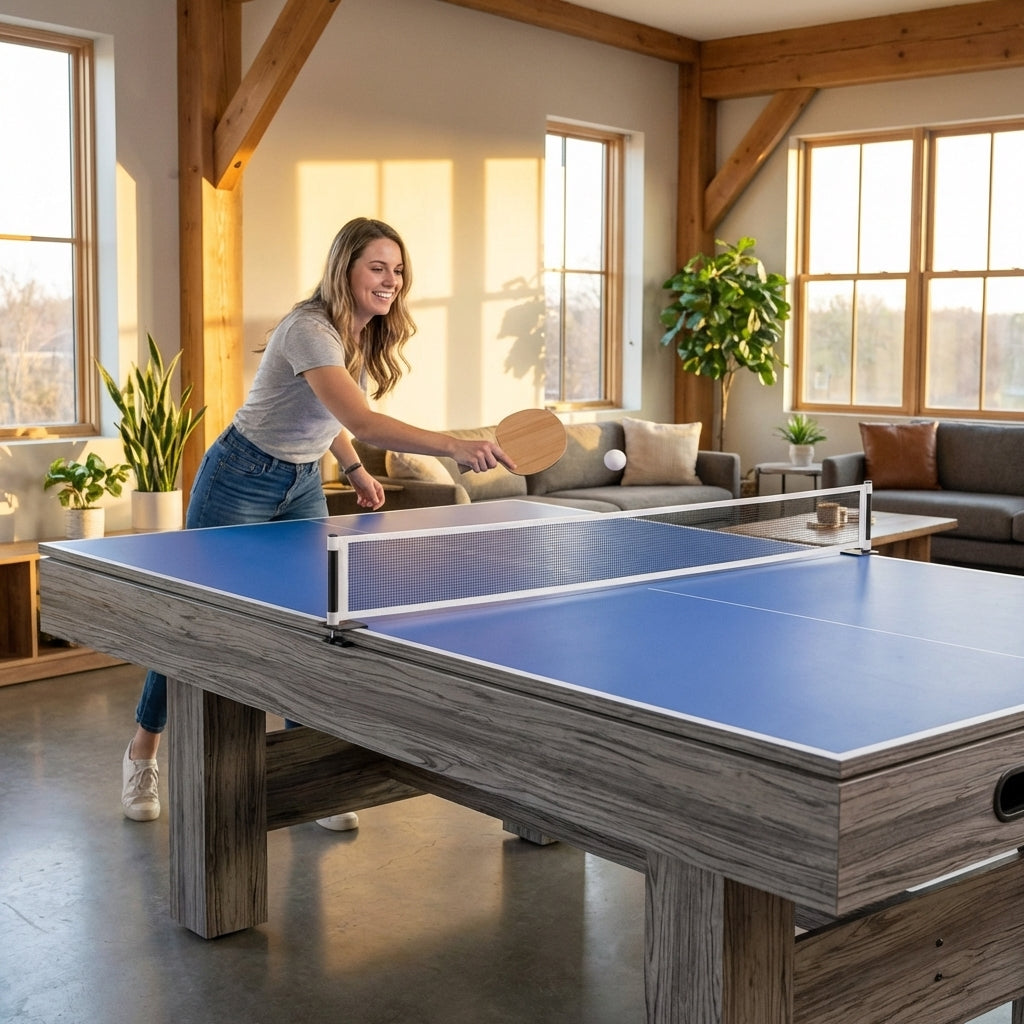 7ft multi games table in grey, featuring pool, air hockey, and table tennis surfaces