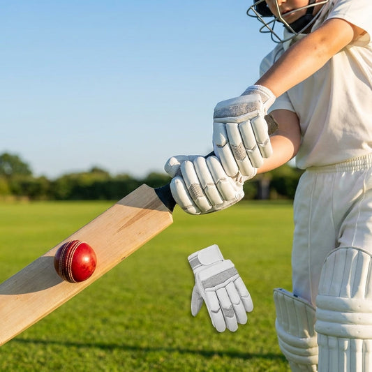 Junior cricket batting gloves with leather palm and mesh ventilation - product detail