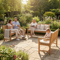 Wooden garden bench with natural finish, suitable for outdoor use - product detail
