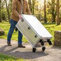 Clip-on castor wheels for aluminium storage boxes