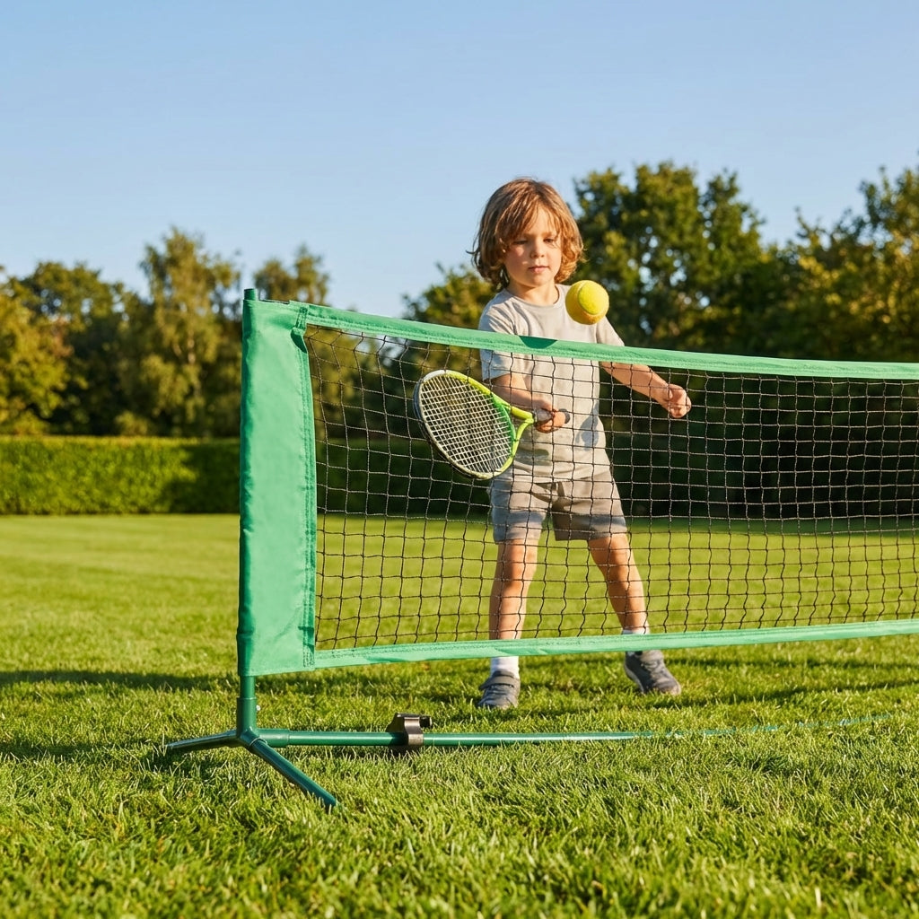 Mini tennis posts in Wimbledon Green made of steel for junior courts