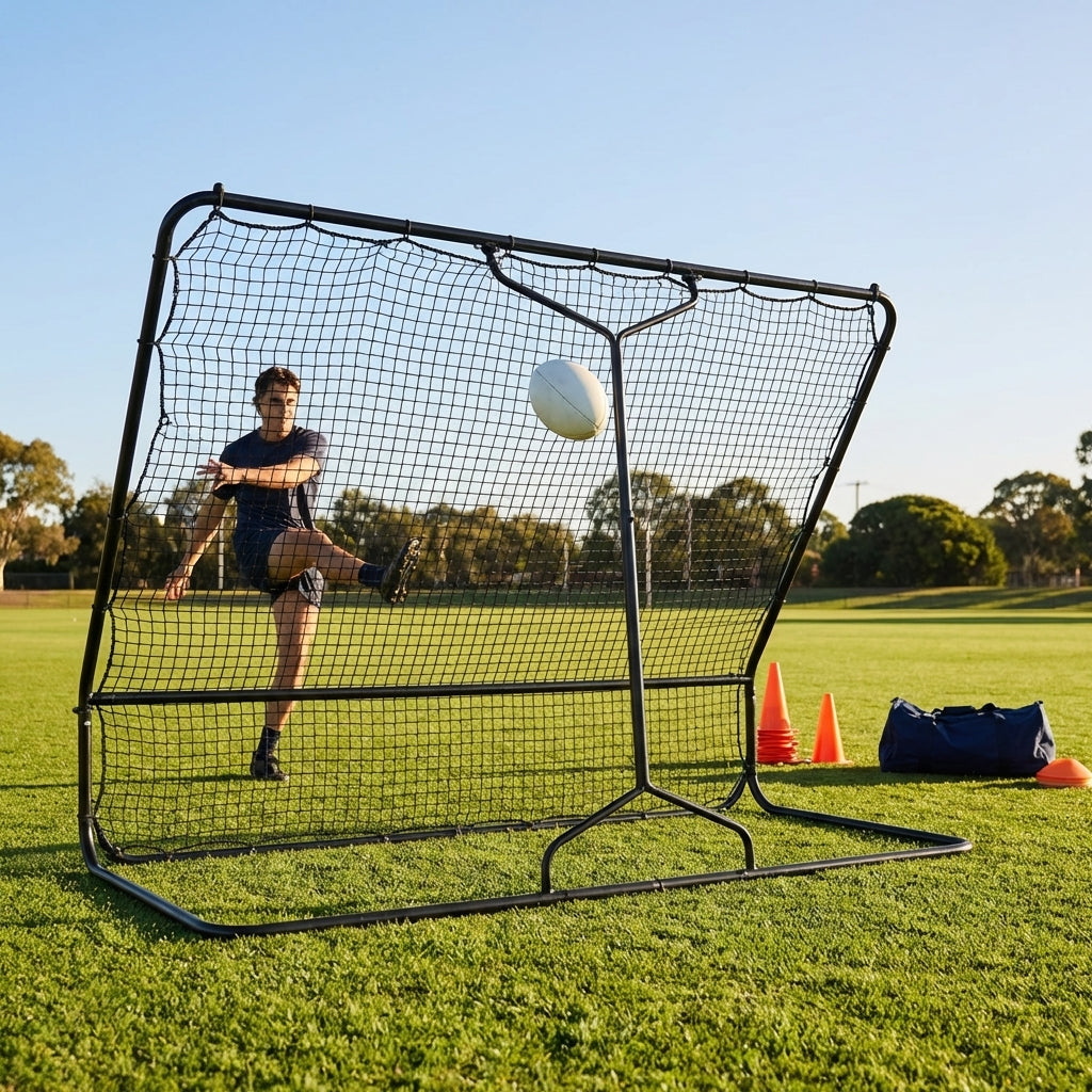 Aussie Rules Football Rebounder with galvanised steel frame for training