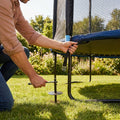 Trampoline anchor kits with steel anchors for outdoor use