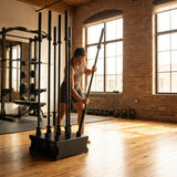 Steel barbell stand with compact design for gym use - product detail
