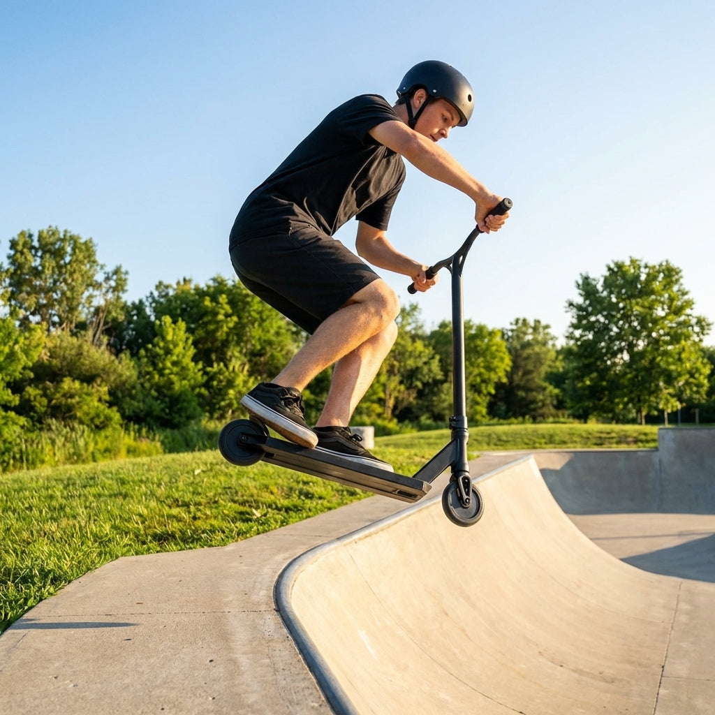 Freestyle kick scooter designed for skatepark use