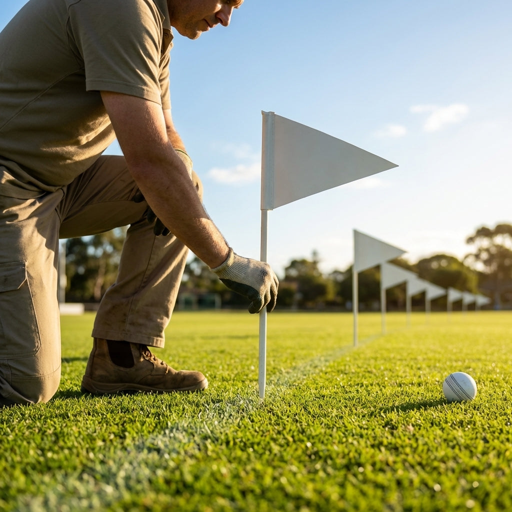 Set of 10 cricket boundary marker flags made from durable PVC