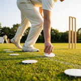 White Bowler Run-Up Marking Discs on Cricket Field - product detail