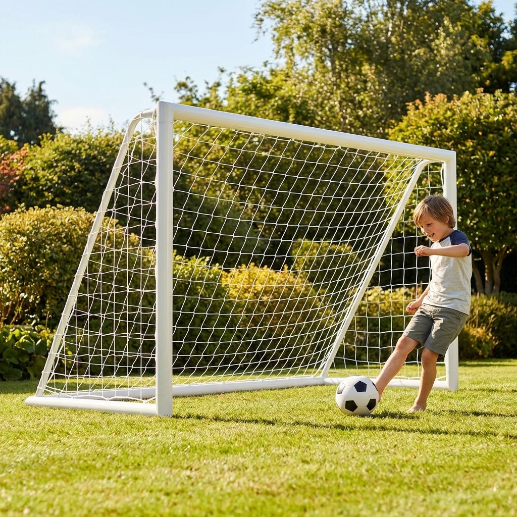 Football goal post in 6ft x 4ft size made of durable uPVC for outdoor use