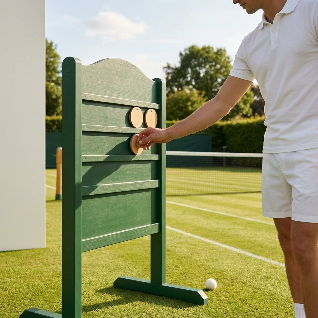 Freestanding Wooden Tennis Scoreboard with High-Visibility Cards