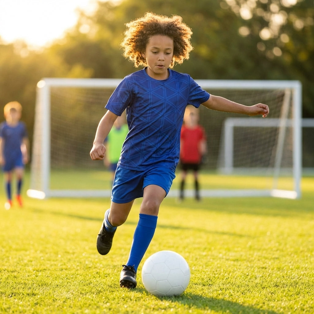 Kids' football kit in multicolour with shirt, shorts, and socks