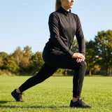 Polyester Women's Tracksuit Set in Black or Navy Blue with full zip jacket and tapered bottoms