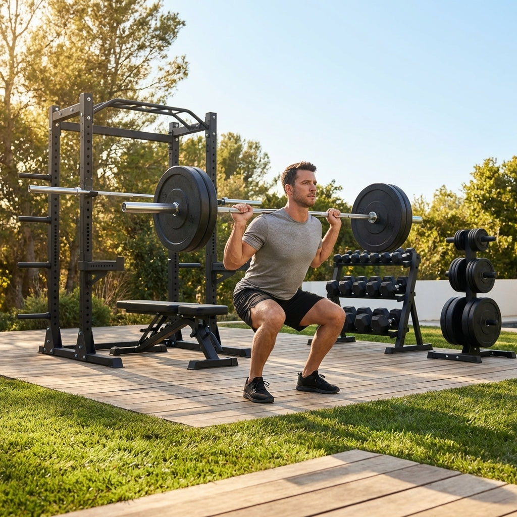 Complete gym equipment set for home and garage use