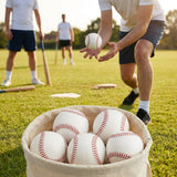 Pack of 6 leather rounders match balls with red stitched seam