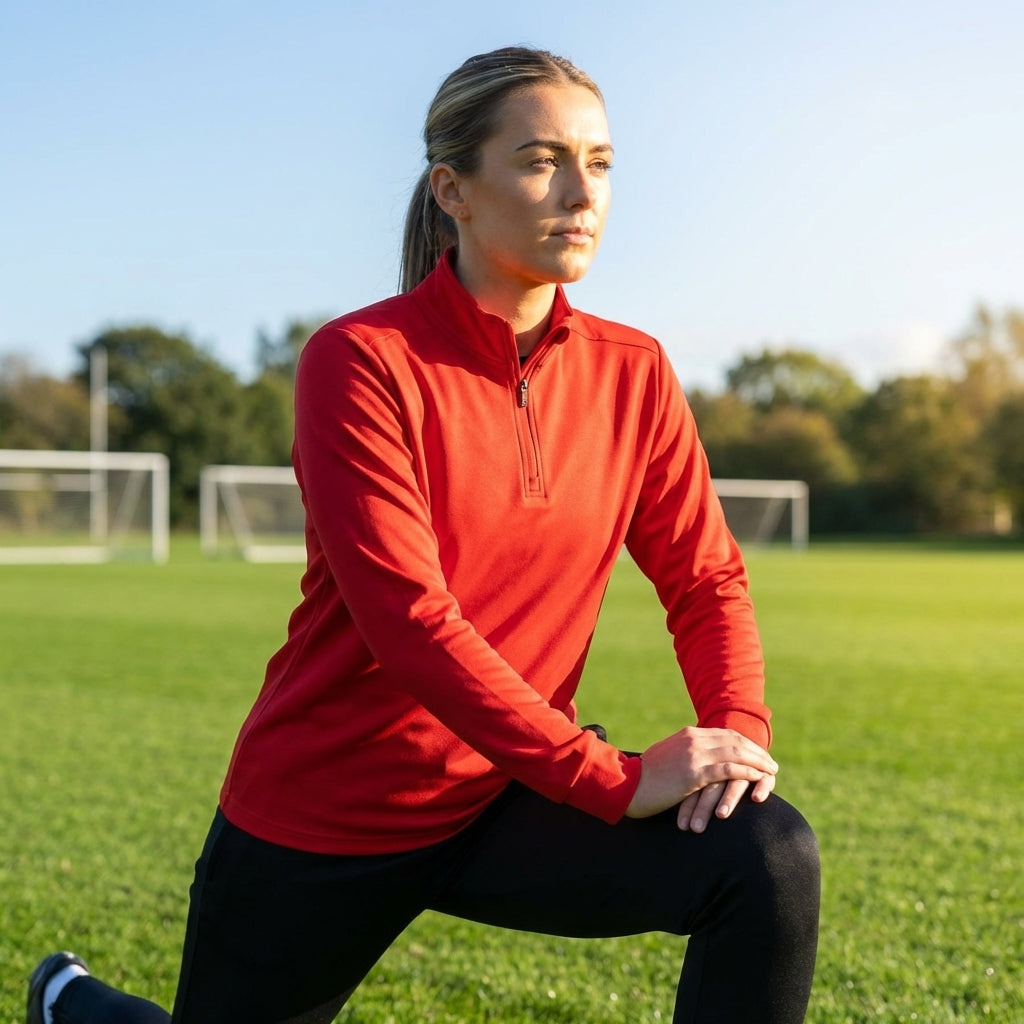 Women's quarter zip tracksuit in lightweight polyester for indoor and outdoor comfort