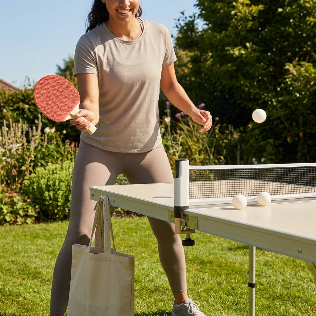 Table Tennis Set with Red & Black Bats and Carry Case