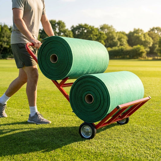 Cricket mat trolley for 2 mats with steel frame