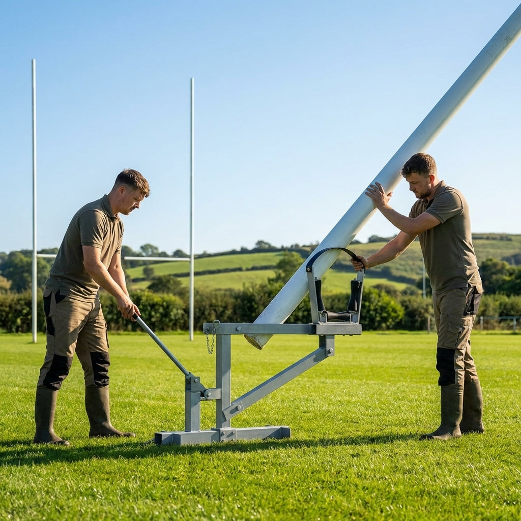 Hinged Rugby Post Assembly Tool with Zinc Plated Steel for Rugby Pitch