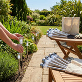 Solar-powered garden lights in black and silver, outdoor pathway lighting - product detail
