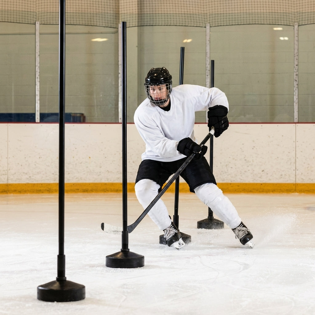 Ice hockey agility pole base made of heavy-duty rubber