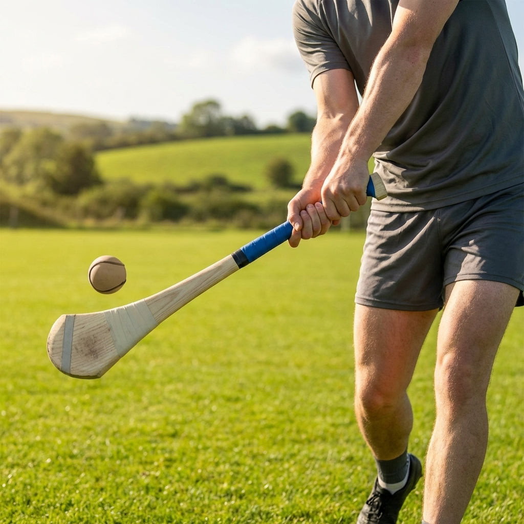 Ash Hurling Stick with custom grip colours, ideal for indoor and outdoor sports
