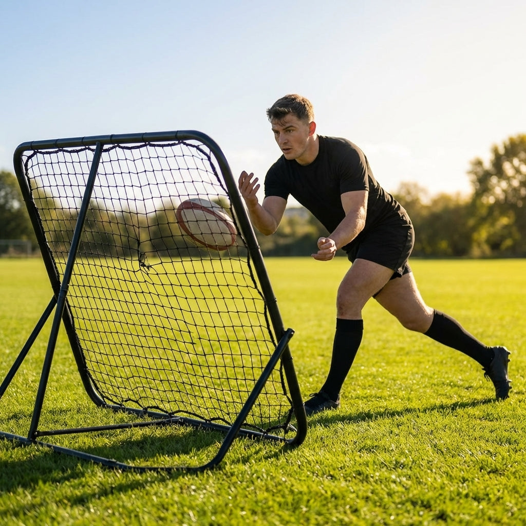 Rugby rebounder with steel frame for training drills - product detail